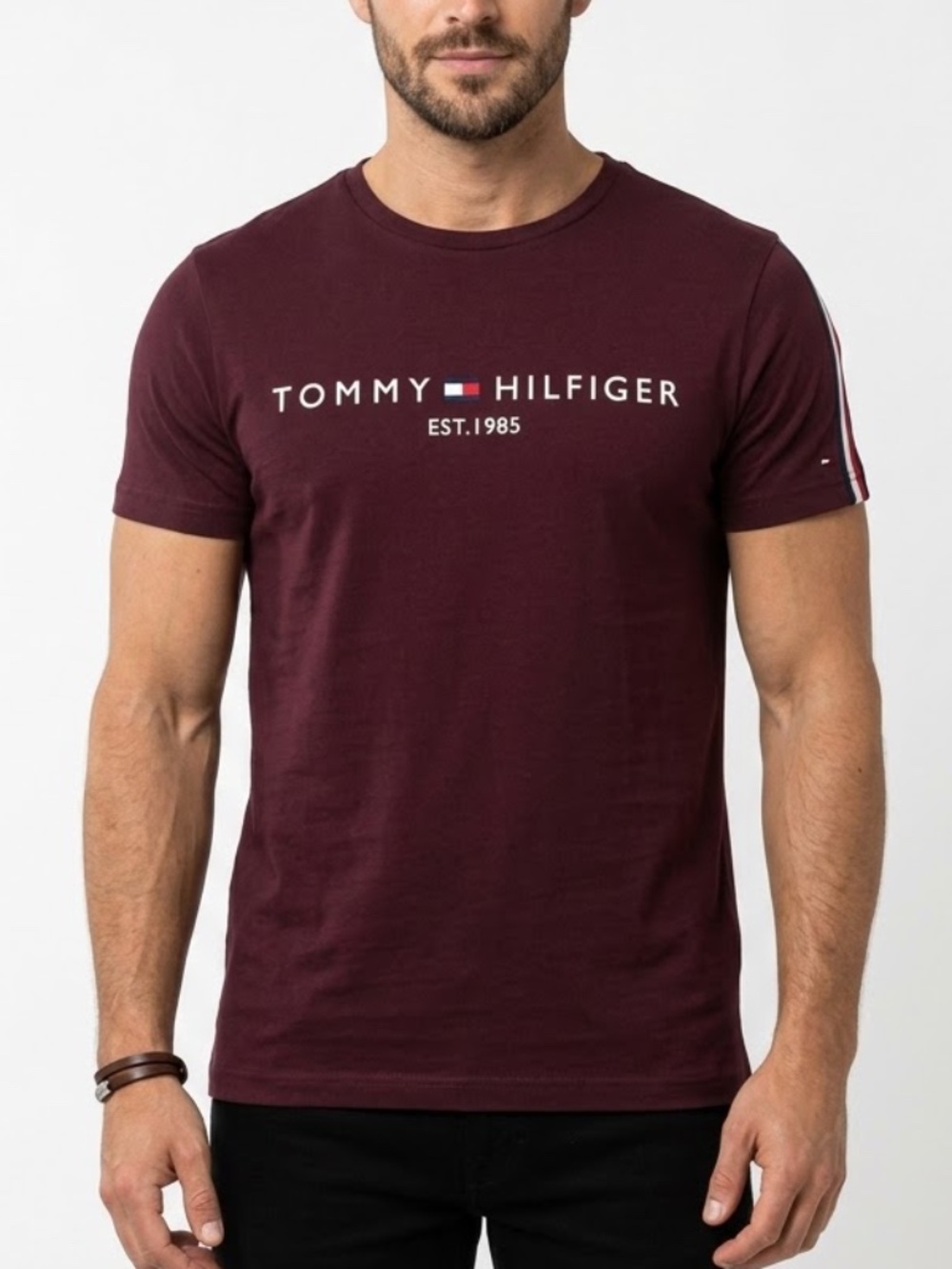 Tommy Hilfiger Mens Red Crewneck Short Sleeve Logo T-Shirt NWT
